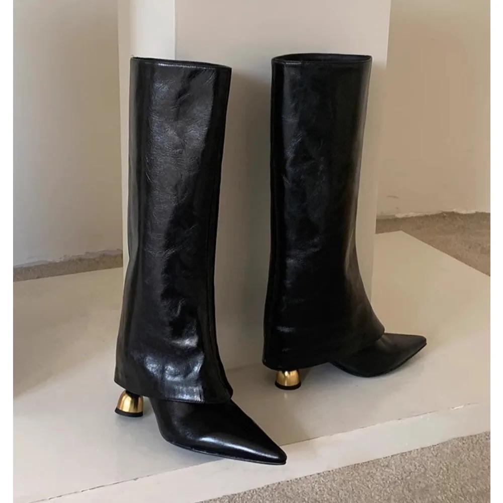 Pointed Toe Women High Boots Designer High Heels Shoes Fashion Knee High  Winter Chelsea Boots Goth Pumps Luxury Botas Mujer