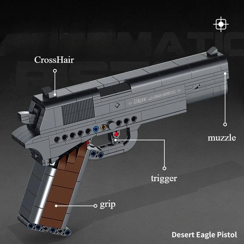Seria Militarna Klocki Pistolet Desert Eagle M1911 AK47 Model Strzelający DIY Montaż Klocki Zabawki Na Prezent Urodzinowy Dla Dzieci