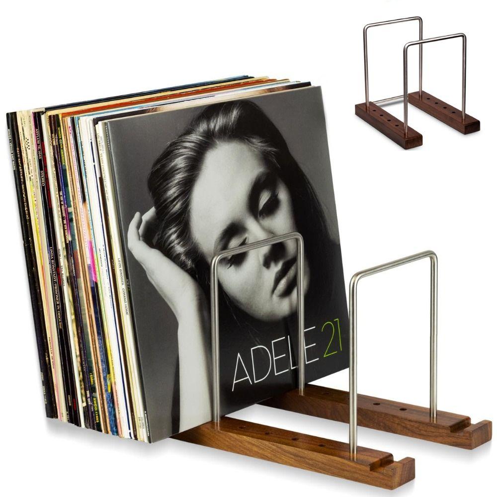 Solid Walnut Vinyl Record Holder Space Saving Album Display Holder Retro CD Racks