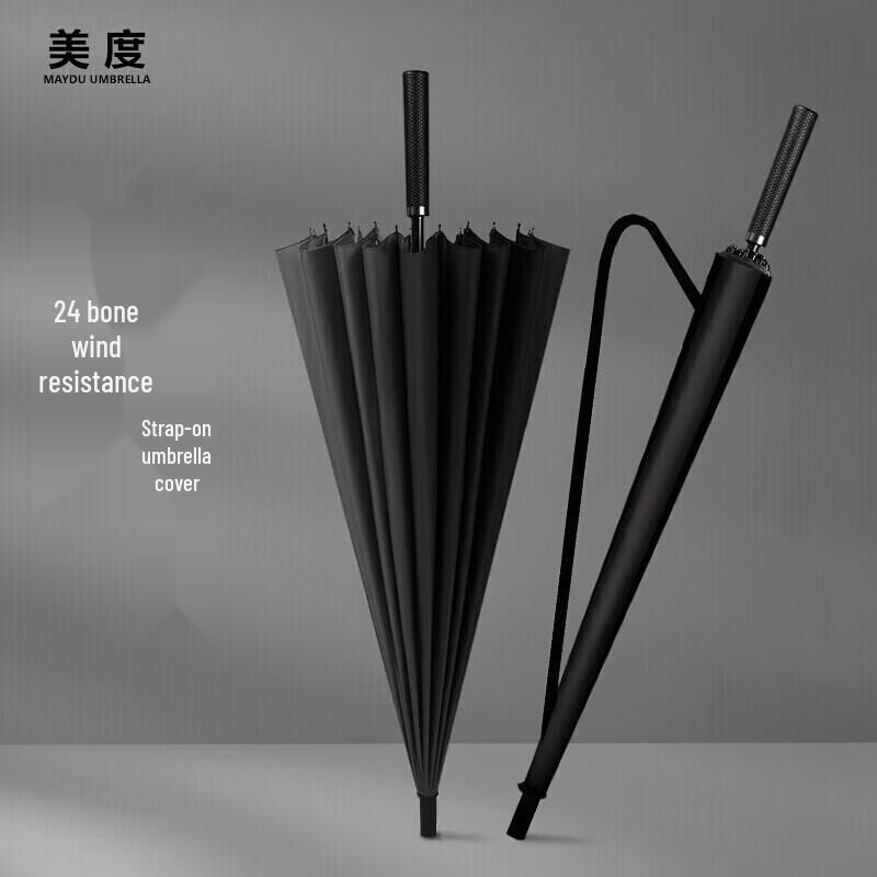 MAYDU Large 24-Rib Long-Handle Windproof Umbrella