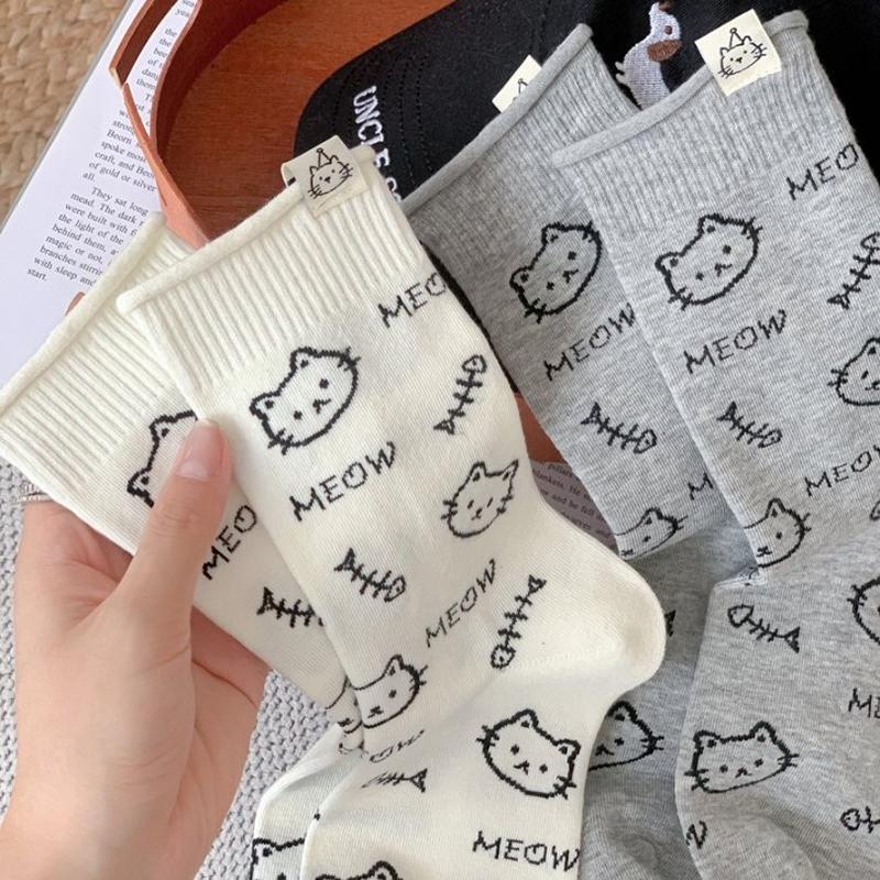 Süße Cartoon-Kätzchen-Socken Süße Lange Socken für Mädchen Vielseitige Schuhe Weich Und Bequem Geschenk Für Mädchen
