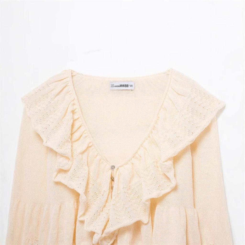 TAOP&ZA Women's Spring/Summer Elegant Fashion Knitted Top with Sweet Layered Design