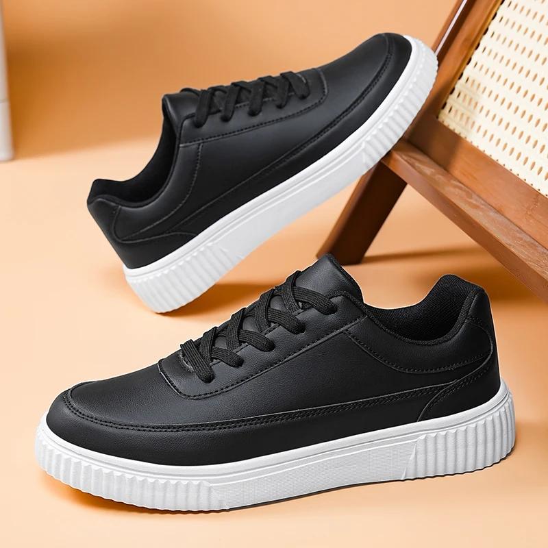 Fashion Uniform Flat Casual Shoes for Men and Women 2024 New PU Leather Men's Comfortable Sports Lace-up White Shoes Vulcanized Shoes