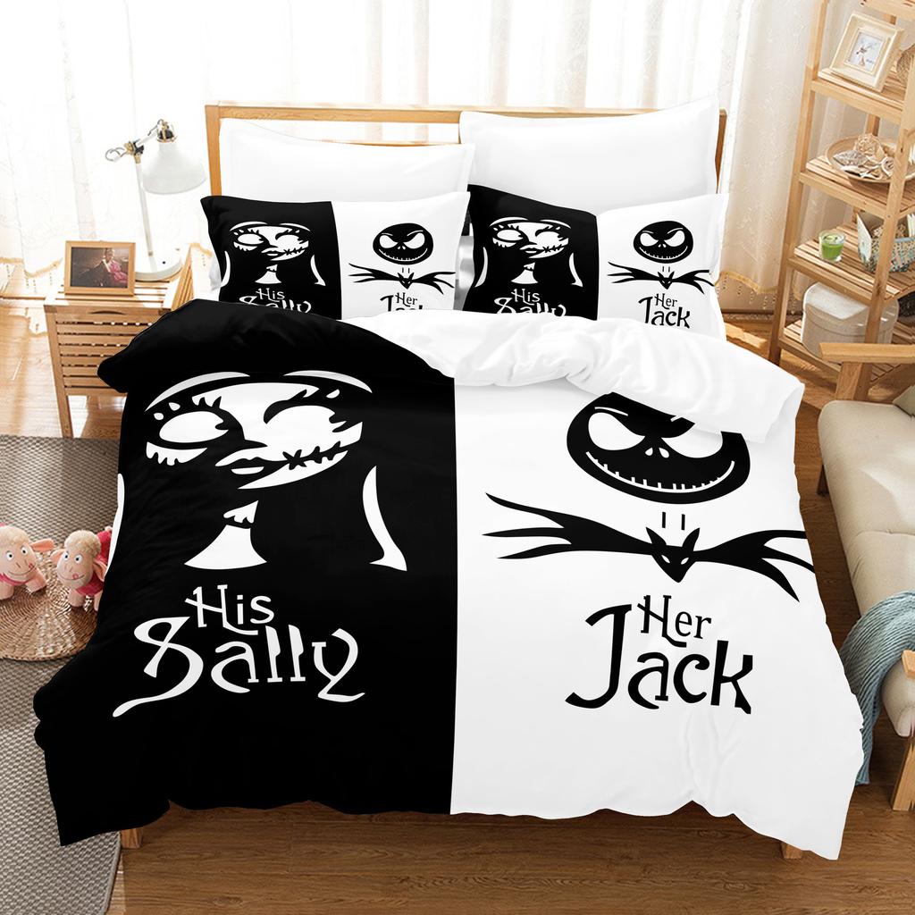 Animation Cartoon Digital Printing Bedding Christmas Eve Fright Polyester Cotton Microfiber Duvet Set Three-Piece Set