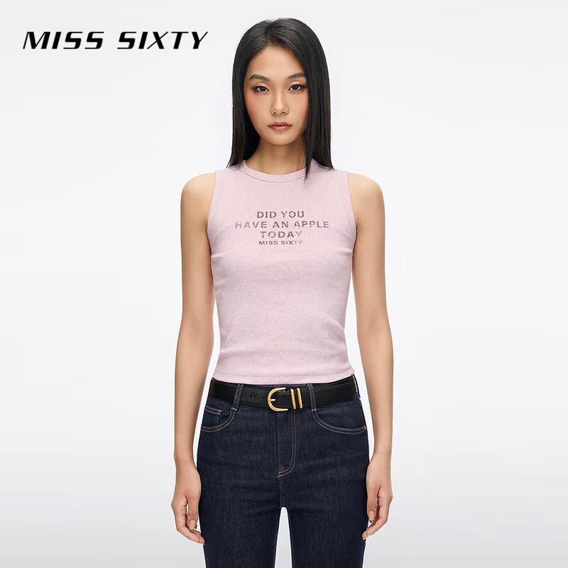 MISS SIXTY 2026 Summer Sleeveless English Print Slim-Fit T-Shirt L