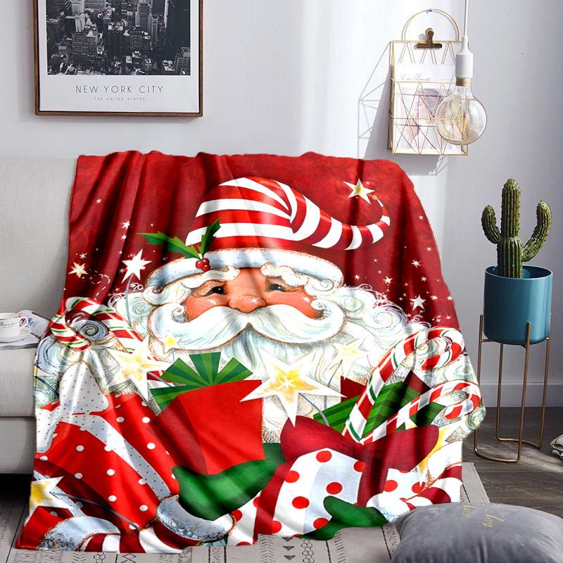 Deka přátelství Santa Sněhulák Lehká flanelová přikrývka na postel Perfektní pro cestování, kempování, obývací pokoje, kanceláře, pohovky, ventilátor Vánoční dárek