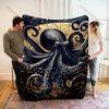 1PC Blue Dragon Moonlit Castle Flames Mist Print Blanket Flannel Material Soft Warm for All Seasons Home Outdoor Camping Picnics