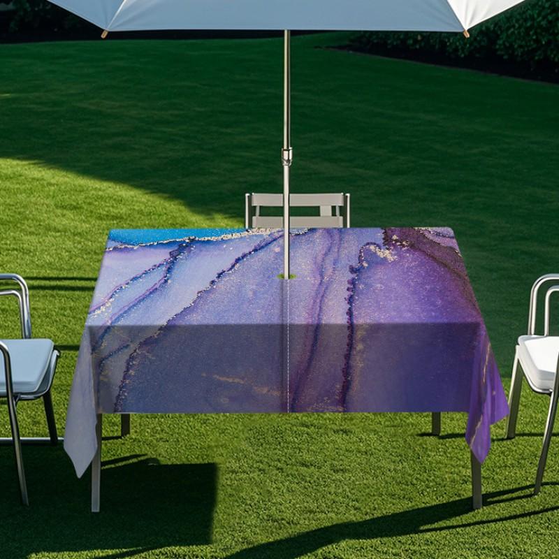 Outdoor Rectangular Table Cover With Starry Sky Sand Flow Waterproof Elastic Edge Patio Garden Dining