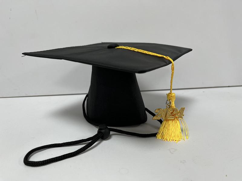 Maturitní čepice se žlutými střapci, Malé zvířecí bakalářské klobouky, Nastavitelné maturitní foto rekvizity pro mazlíčky a sváteční doplňky