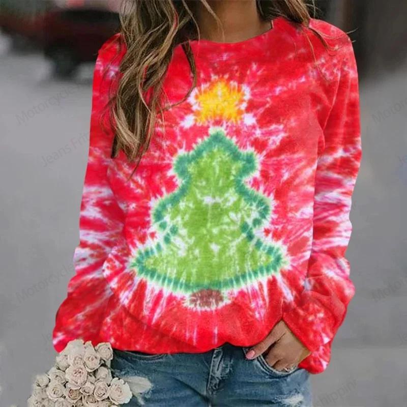 Batikmuster 3D-Druck Hoodie Damenmode O-Ausschnitt Grafik Hoodies Frauen Sweats Regenbogenmantel Mädchen Kleidung Winter Sweatshirt