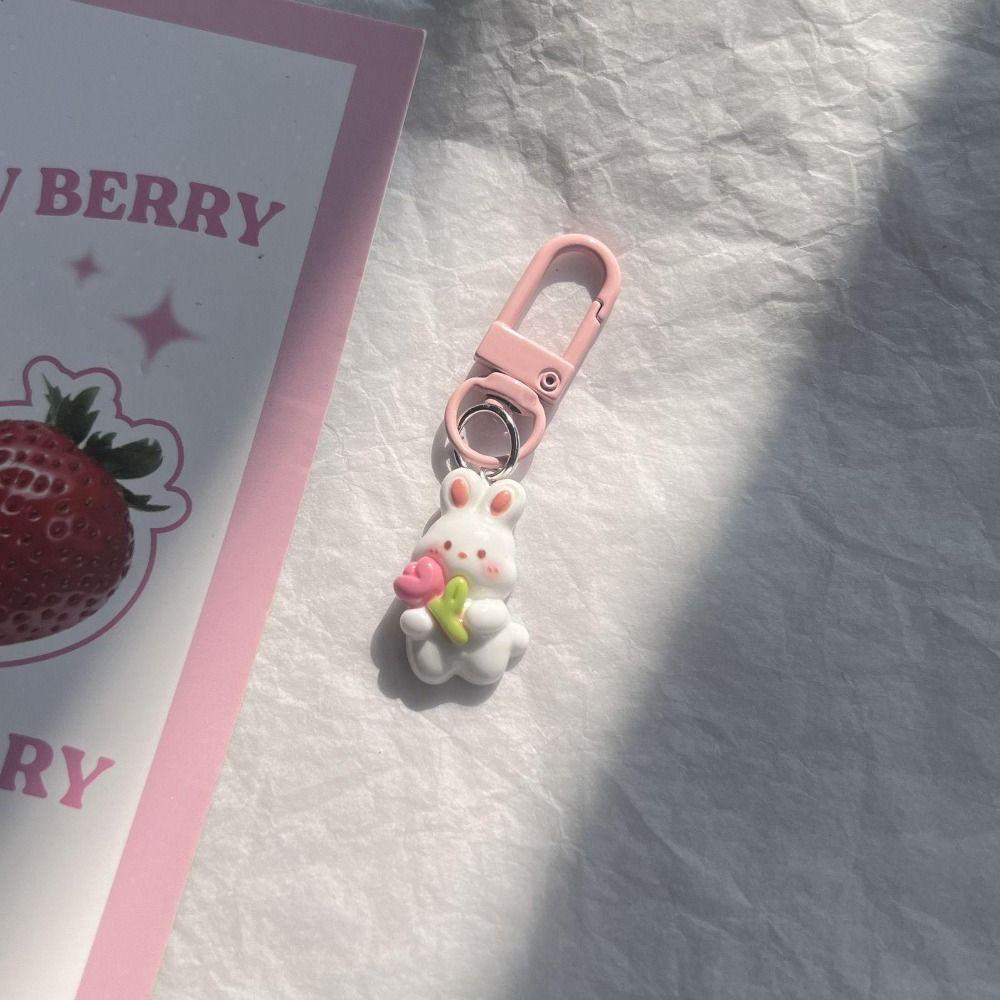 Resin Bunny Carrots Keychain Bunny Carrots Rabbit Tulip Keyring  Lucky Friendship Gift