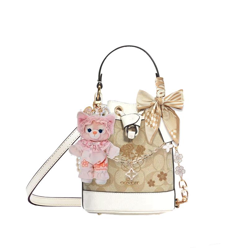 

COACH handbag [Customized bag] Dempsey 15 classic old flower cherry blossom extension detachable shoulder strap bow Brown evening breeze basic style коричневий
