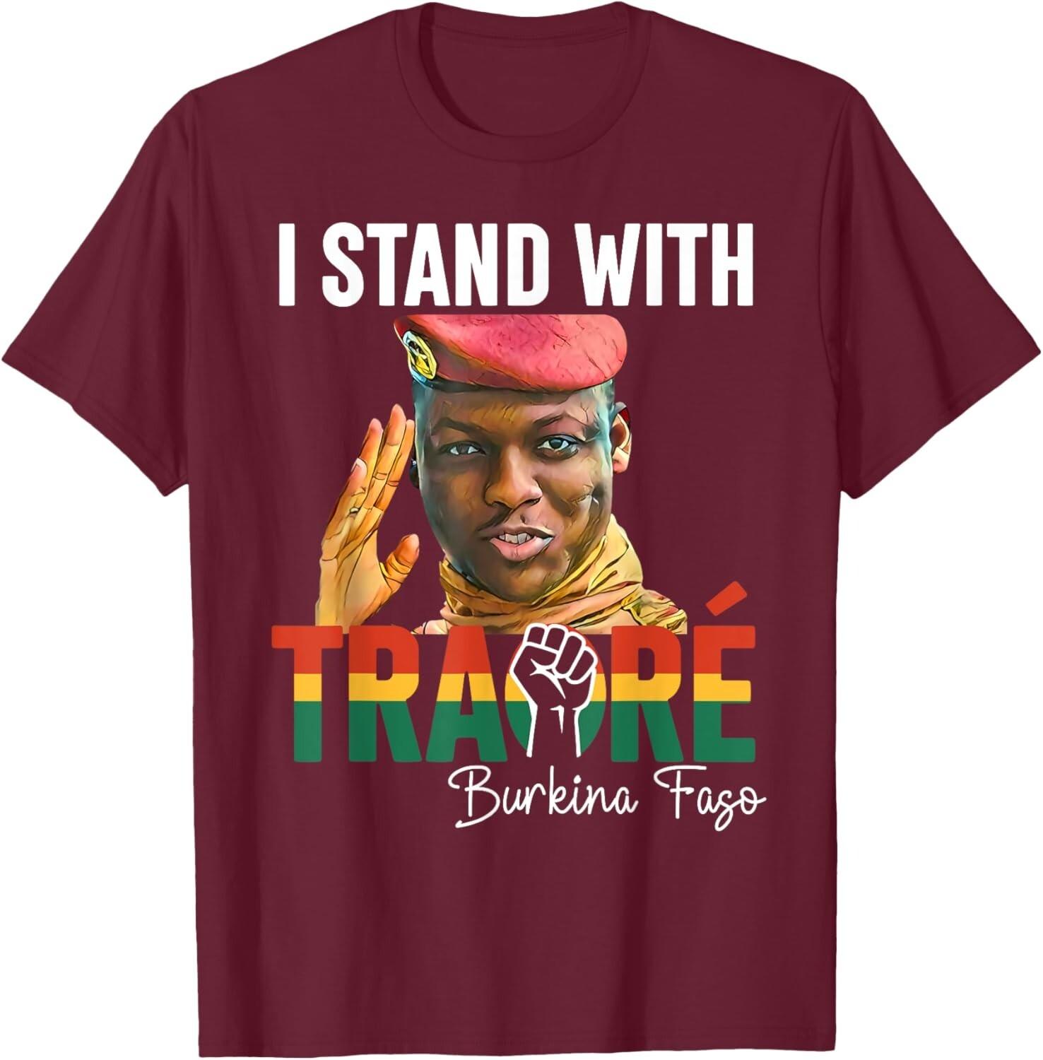 I Stand With Burkina Faso-Ibrahim Traoré Traore Burkina Faso Pan-African T-Shirt XL
