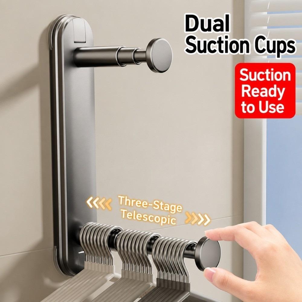 Suction Cup Hanger Organizer Stacker Telescopic Clothes Hanger Storage Home Use