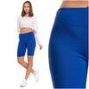 Moraj Women's Sport Leggings High Waist Short Ribbed Gym Pants Polyester Elastane Blue L-XL