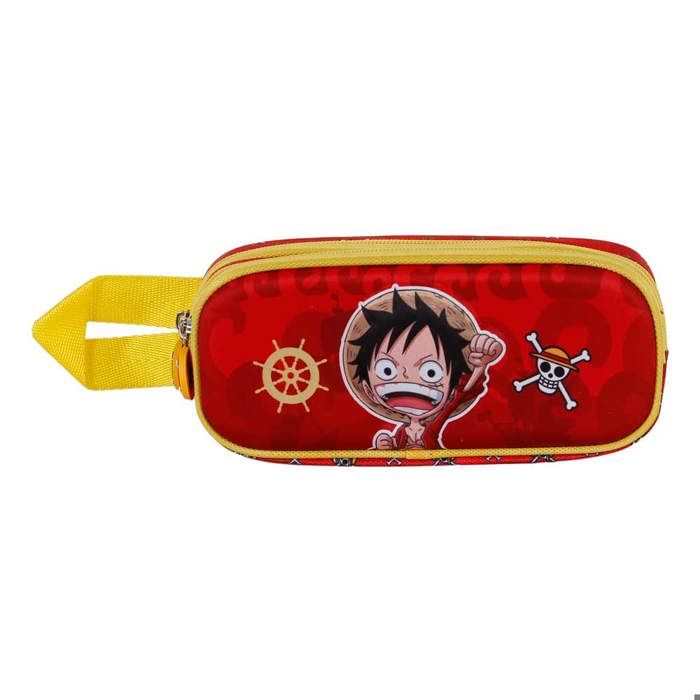 Trousse double 3d - one piece luffy - rouge - taille unique