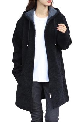 Necoat Long Long Size M Women's Parka, Fleece-Lined, Sleeve, Fall/Winter, Black,
