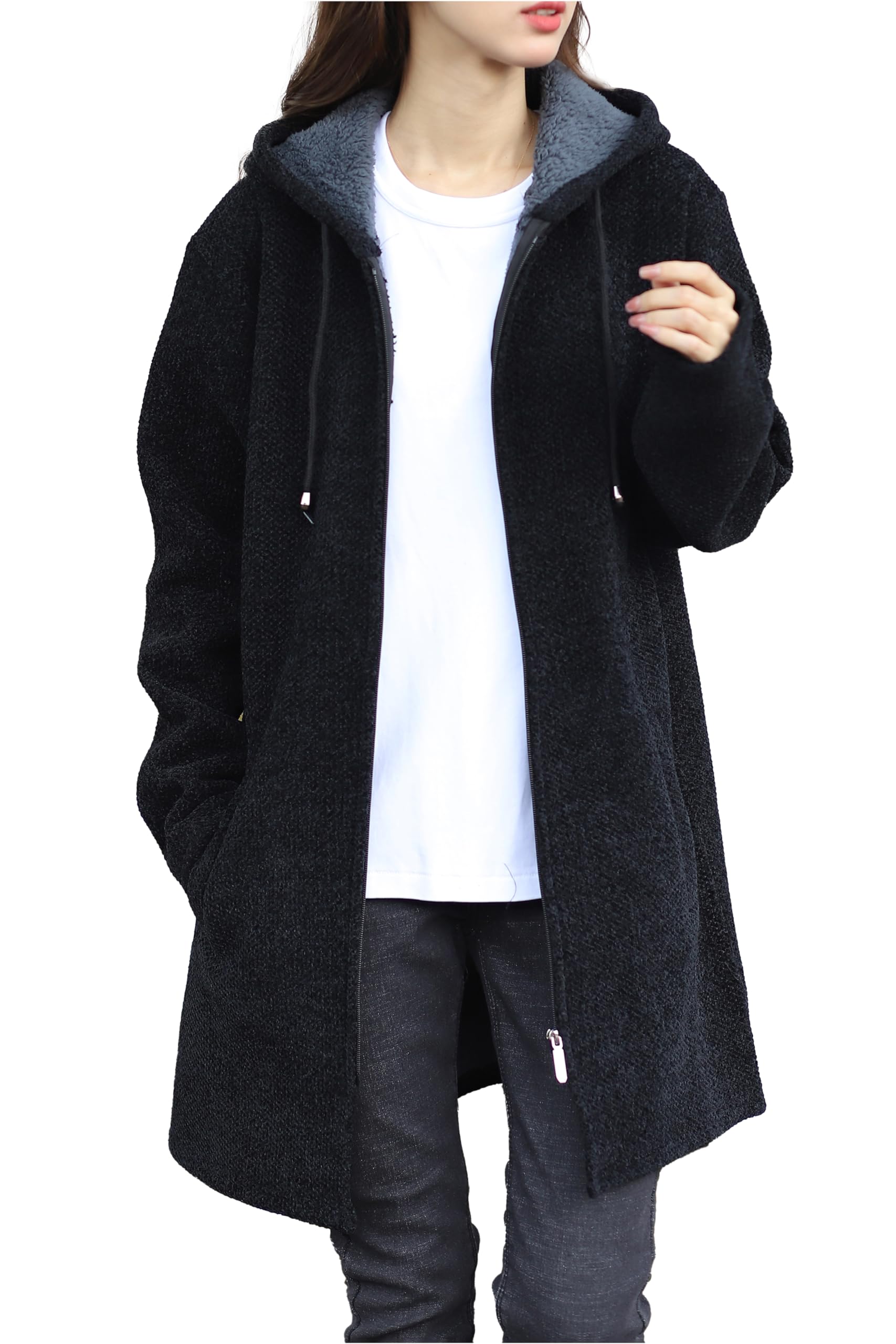 

Женская парка Necoat Long Long Size M, на флисовой подкладке, рукав, осень/зима, черная, чёрный