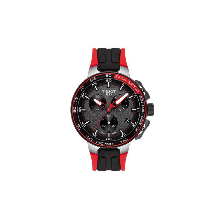 Tissot Racing Series Quartz Movement 100M Water Resistant Watch 44.5Mm Black Dial Stainless Steel Case Silicone Strap Men Watches T111.417.27.441.00