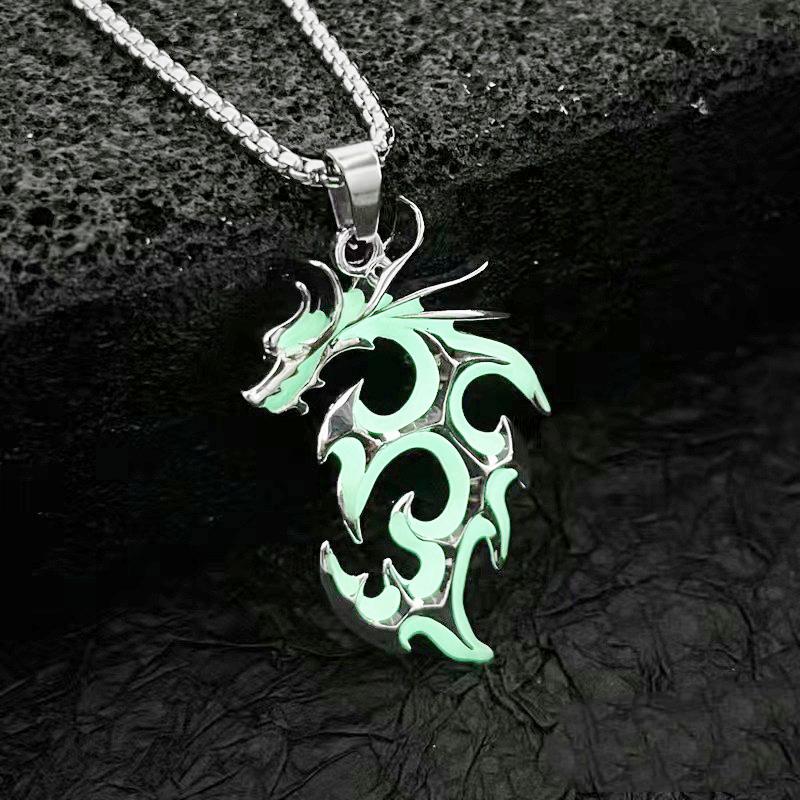

New Flame-dragon Pendants necklaces for women Unisex Silver color Exaggerated Vintage Hiphop Rock Style Neck Jewelry