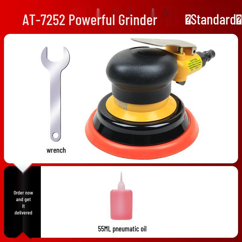 Taiwan Industrial-Grade Pneumatic Grinder with Dust Extraction and Round Sandpaper.