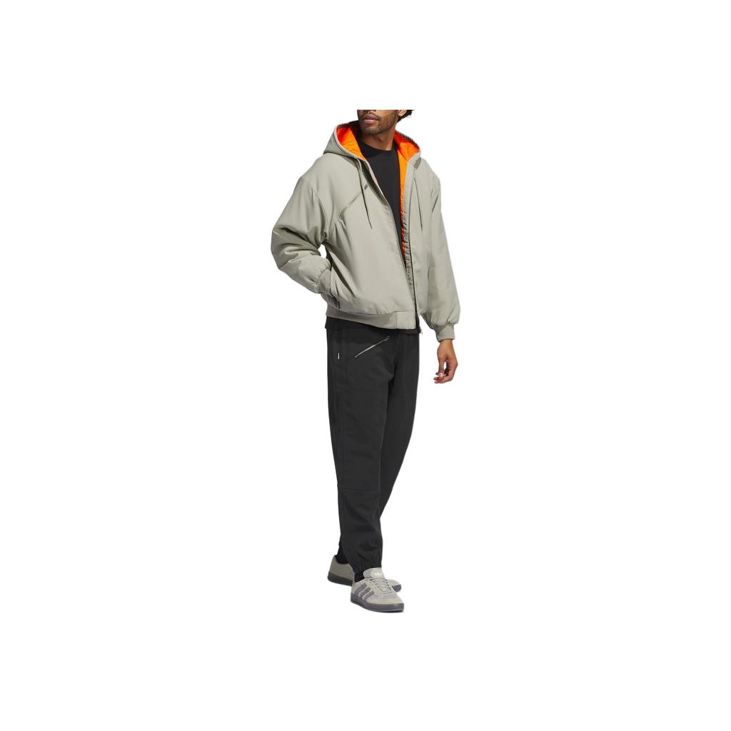 adidas Originals Shmoofoil Nylon Canvas Kapuzenbequeme Lockere Jacke Herrenjacke Silber-Kiesel Universität-Orange IX9021