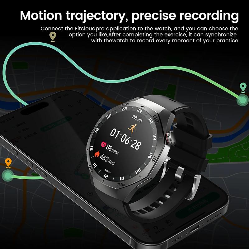 2025 Nouvelle Montre Connectée Homme Tracker GPS Écran AMOLED HD Fréquence Cardiaque Appel Bluetooth NFC Étanche Sports Extérieur Fitness Montre Connectée