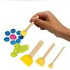 4PCS/Set Drawing Toys Yellow Sponge Paint Brush Wooden Handle Painting Graffiti Kids DIY Doodle Toys