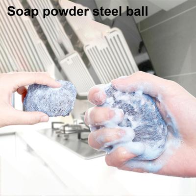 Soap Powder Pot Scrubber Steel Wool Soap Pads Pot Brush Reusable Cleaning Pads Kitchen Utensil Cleaner