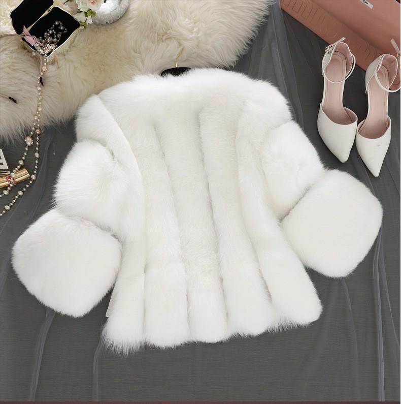 2025 European Women's Faux Fox Fur Patchwork Coat - Short, In Stock