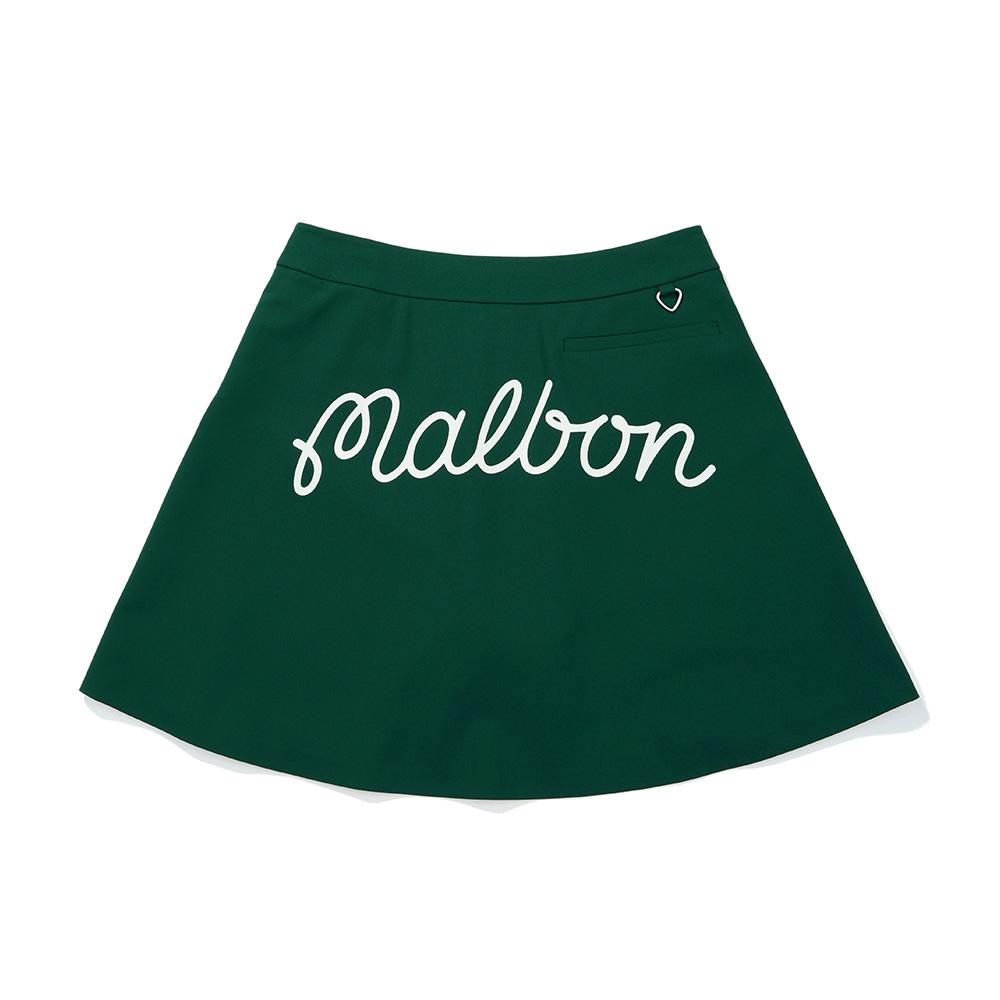 MALBON GOLF Partially Pleated Lettering Skirt Green (Woman)