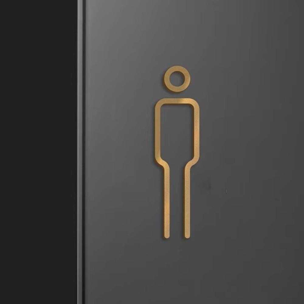 Wash Room Door Toilet Sign Black Gold Color Wc Holder Signage Board Fashion Wall Label Sticker