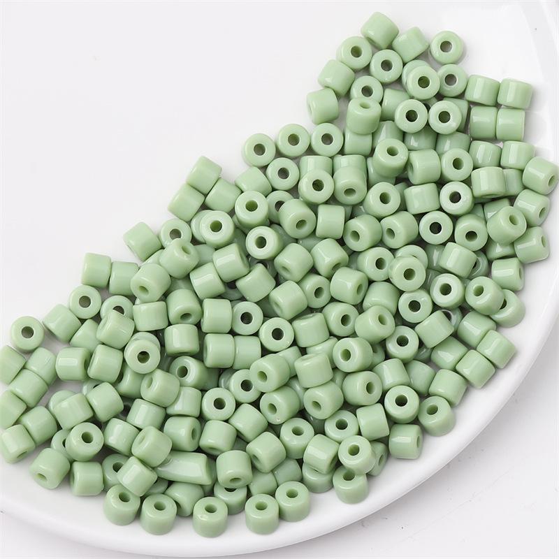 Acrylic Cream Solid Color Small Cylinder Beads for DIY Hairpin, Bracelet, Necklace Jewelry Accessories