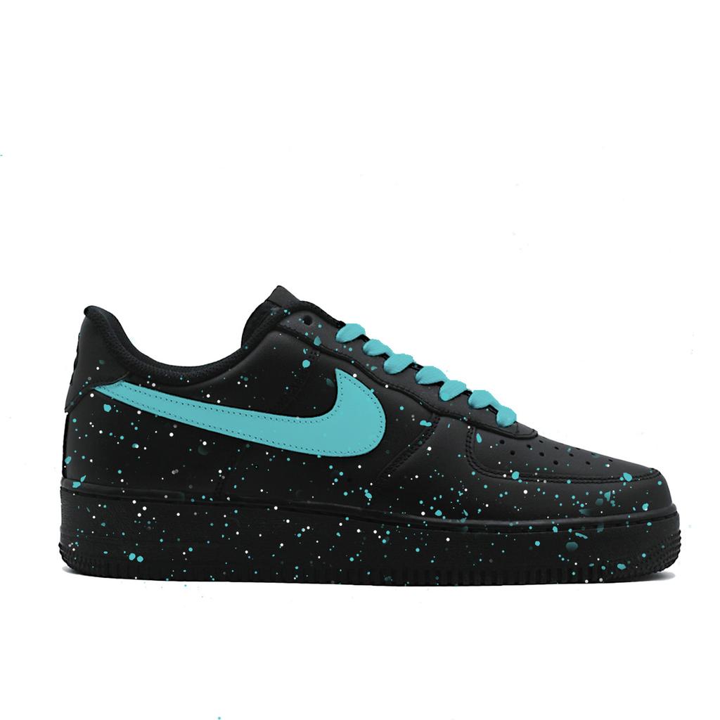 Nike Air Force 1 Eisblau Tintenpunkt Abriebfest Rutschfest Niedrig geschnitten Skateboard-Schuhe Unisex Schwarz Blau cw2288001(Team1039-)