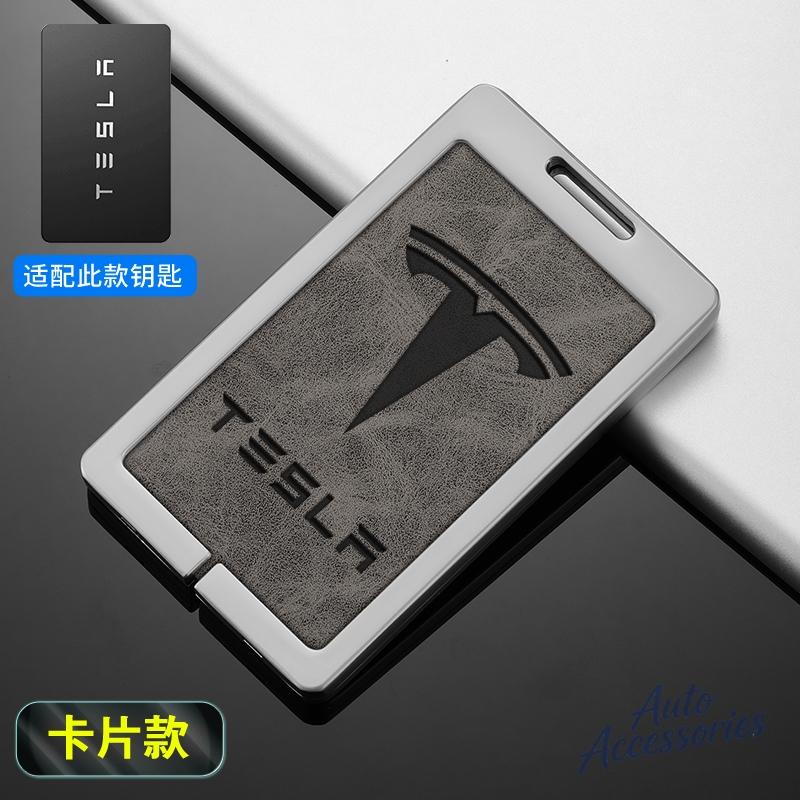 Leder Auto NFC Karten Schlüssel Etui Hülle Zinklegierung Schutzschale Schlüsselanhänger Für Tesla Model 3 Model Y Model S X Schlüsselanhänger Zubehör