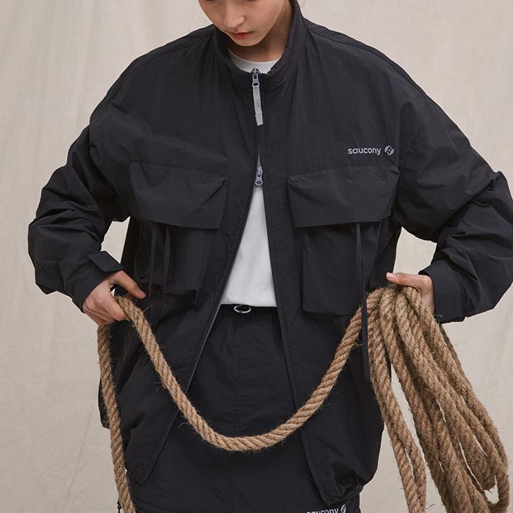 Saucony Natural Echo Stand Collar Fashion Soft Versatile Jacket Unisex Jacket Black SA3259WJ43O-BK013