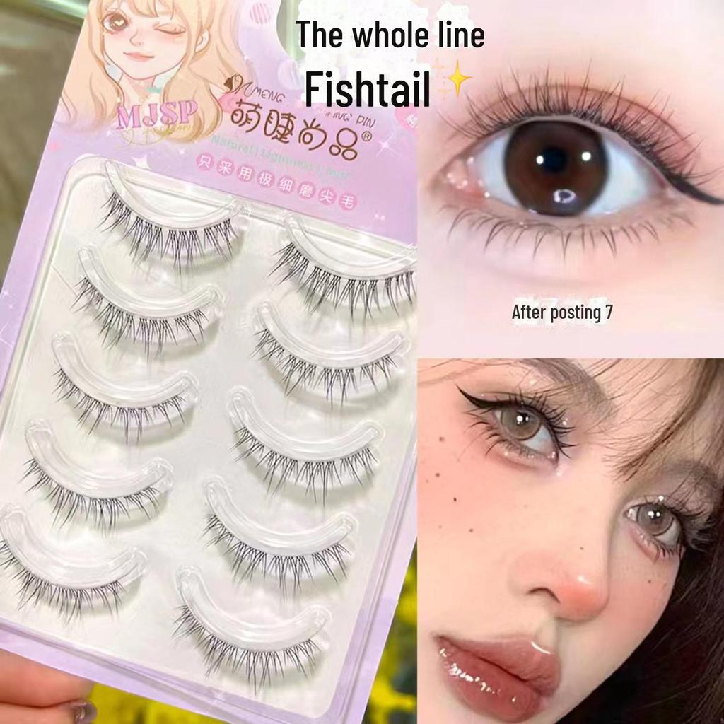 Mengji Shangpin M08 Airy Sunflower Fairy False Eyelashes - Natural Transparent Thin Stem