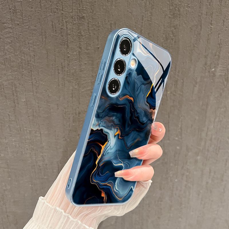 Gold Streaked Blue Marble Fashion Phone Cases for Samsung Galaxy S26 S25 S24 S23 S22 S21 FE Ultra Plus Phone Case Coque Fundas