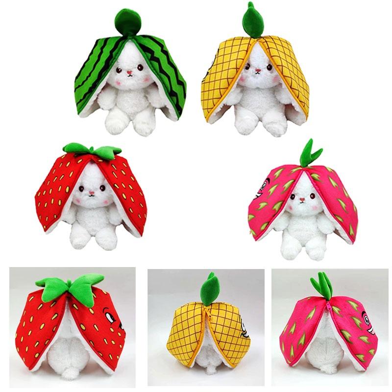 Cute Strawberry Bunny Plush Toy Soft And Fluffy Stuffed Animal For Kids And Girls