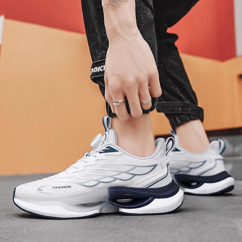 Women Reflective Outdoor Jogging Sneakers INS Chunky Sports Zapatillas Anti-Slip Unisex Footwear Men Rotary Buckle Running Shoes