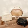 Summer New Leather Portable Small Square Bag Fashion Woven Double Zipper Shoulder Crossbody Bag Casual Women's Bag