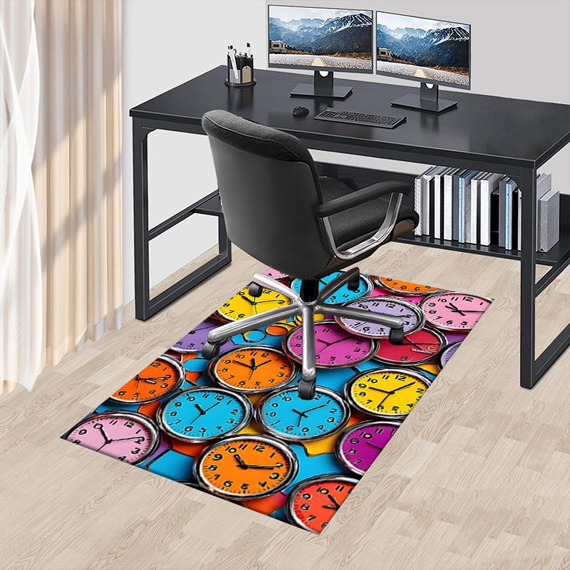 1PC clocks colorful Extra Large Non Slip Floor carpet, Office, family, Studio Large Area Rug Indoor Rugs, Bold Statement Piece