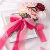 1/3 Roll Satin Ribbon 5m Length Printed Flowers Chiffon Ribbon 4cm Width Frayed Edges Frayed Edged Ribbon Wedding Bouquets