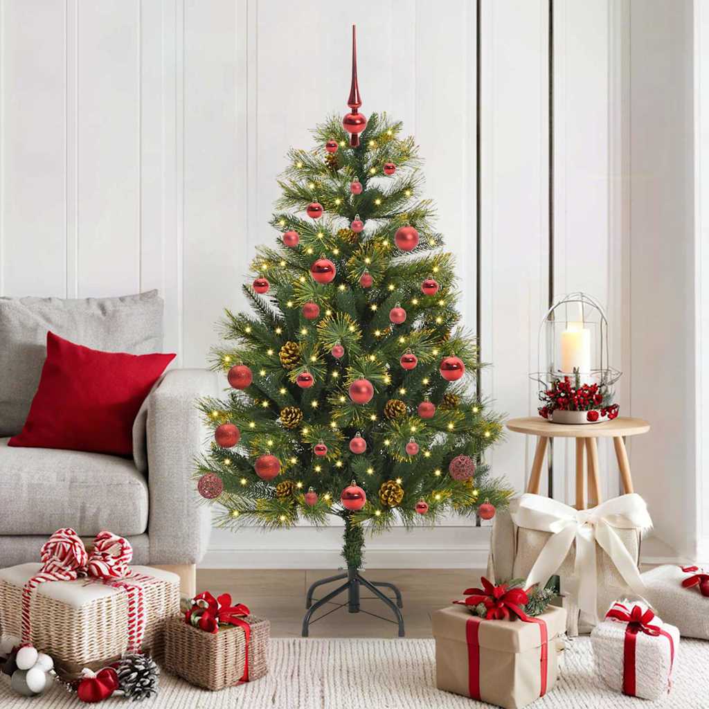 vidaXL Artificial Foldable Christmas Tree with Pine Cones 150 cm