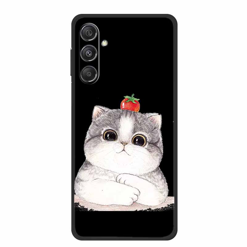 For Samsung Galaxy M36 A17 5G Case Flower Black Silicone Soft Back Cover For Samsung Galaxy S25 FE Plus Phone Case Coque Cartoon