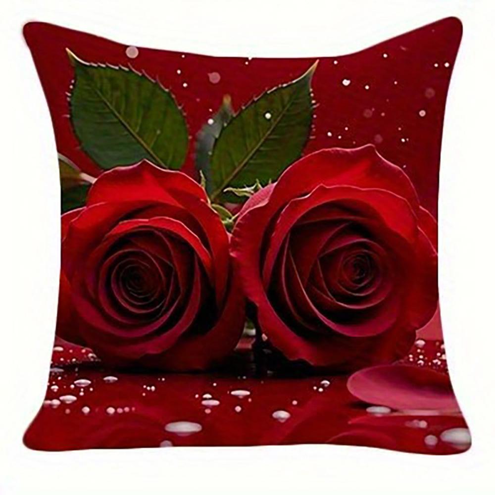 1/4 Stück Must-have für den Valentinstag!Das Muster mit roten Rosen ist ein super romantischer Kissenbezug, der die Raumdekoration für Verliebte mit Liebe erwärmt.