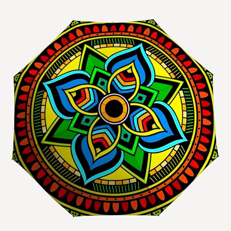 

1pc Mandala Pattern Automatic Folding Umbrella - Portable Collapsible 8-Rib Umbrella for All Seasons yy251119205