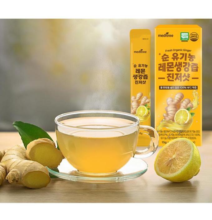 Meditree Pure Organic Lemon Ginger Juice Ginger Shot – 14 Sachets / Box