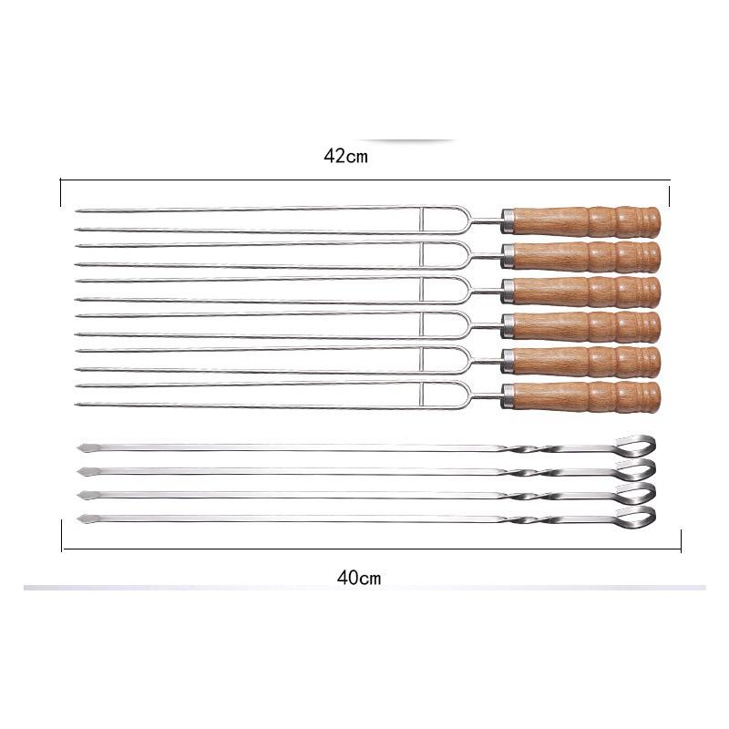 4 PCS BBQ Skewers 6 PCS BBQ Forks with Storage Bag 201 Stainless Steel BBQ Fork Sticks Outdoor BBQ Meat Forks Food Tools