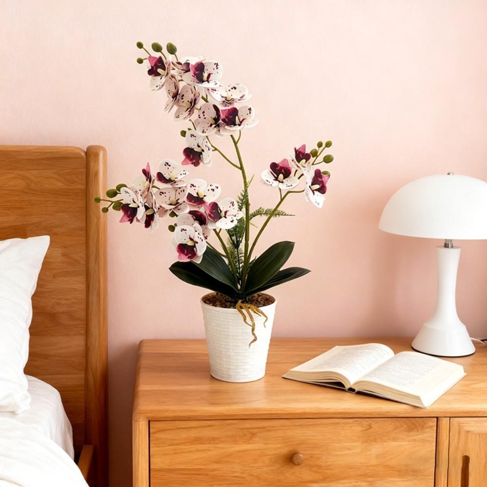 Multi-Bloom Artificial Orchid Bonsai DIY Artificial Faux Plants New Plastic Fake Flower  Home Decor